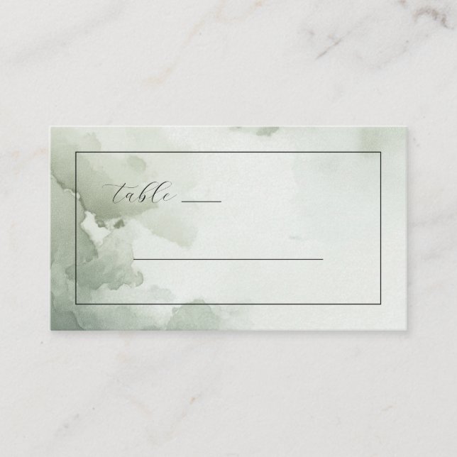Tarjeta De Mesa Letrero de mesa de acuarela verde sereno (Anverso)