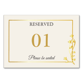 Tarjeta De Mesa Letrero de Mesa de Boda Reservada de Lujo en Oro E
