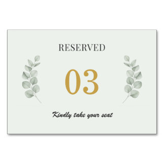 Tarjeta De Mesa Letrero de Mesa de Boda Reservada de Salvia Botáni