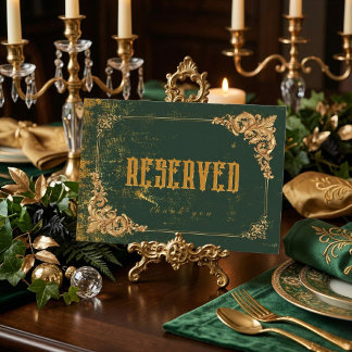 Tarjeta De Mesa Letrero de mesa de boda vintage elegante dorado y 