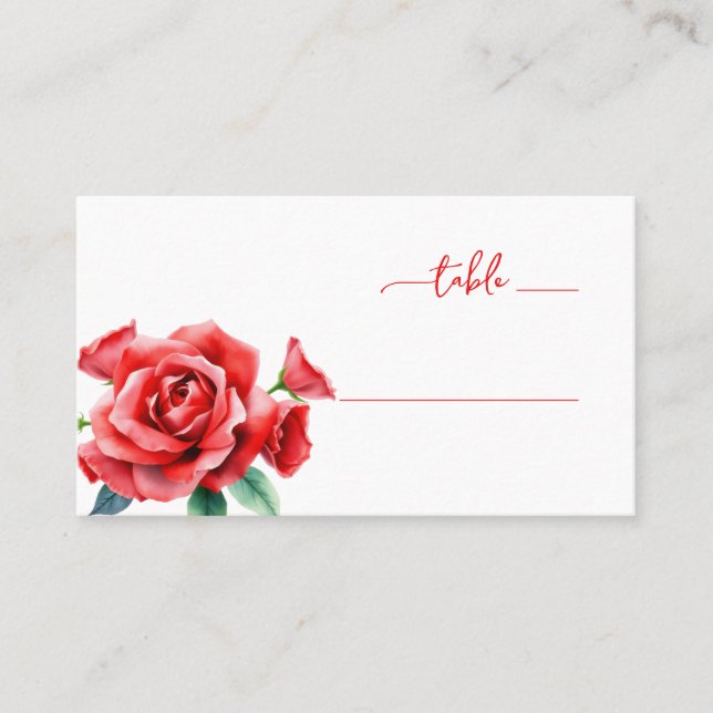 Tarjeta De Mesa Letrero de Mesa Floral Rojo Romántico (Anverso)