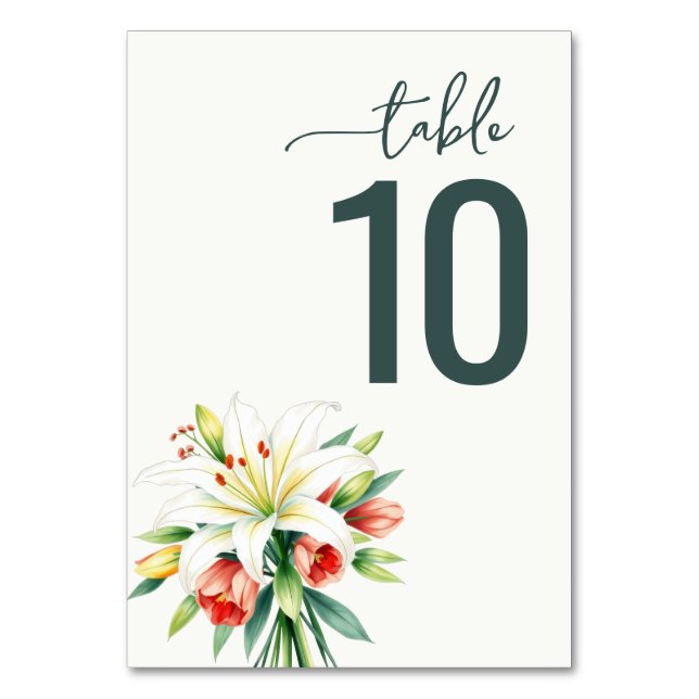 Tarjeta De Mesa Letrero de mesa floral verde sofisticado (Anverso)