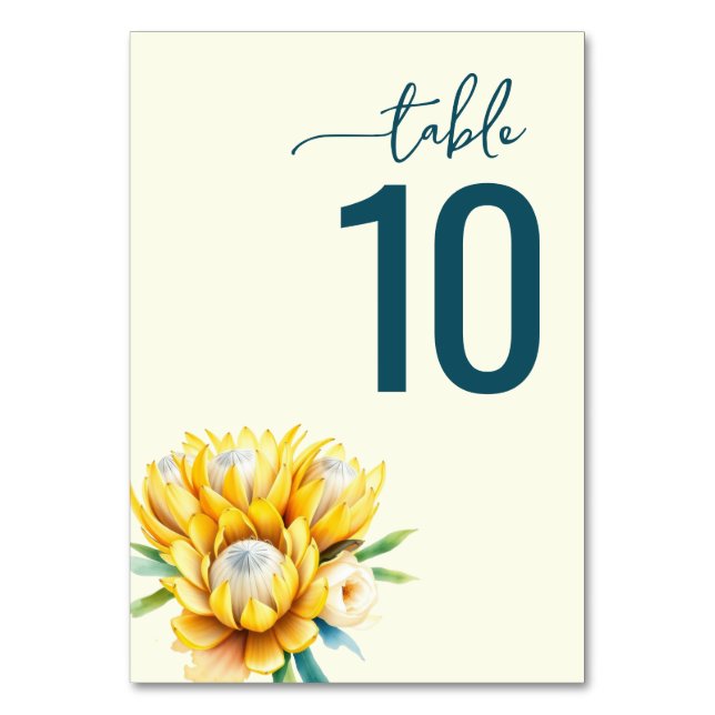 Tarjeta De Mesa Letrero de Número Floral Turquesa Sofisticado (Anverso)
