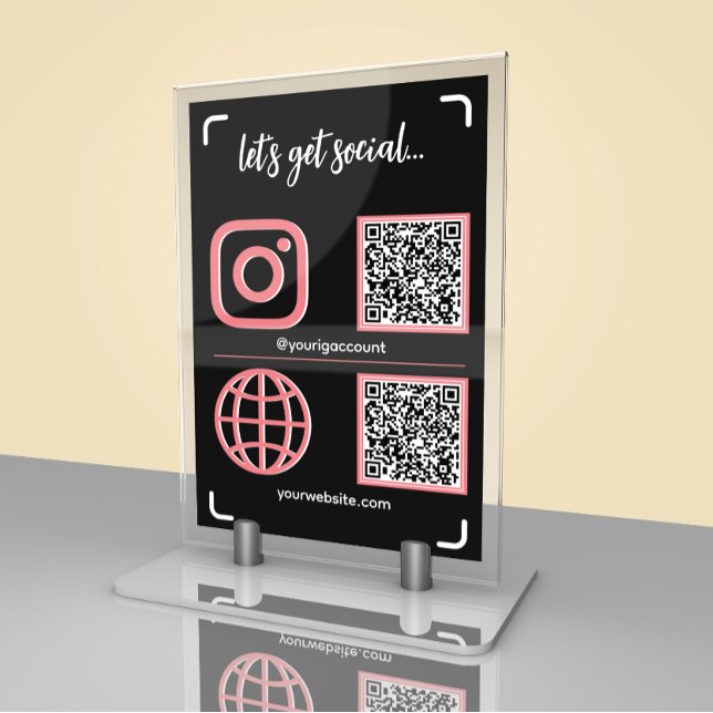Tarjeta De Mesa Letrero de redes sociales de Black & Pink con códi (Subido por el creador)
