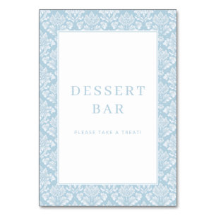 Tarjeta De Mesa Letrero elegante de damasco azul claro para barra
