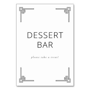 Tarjeta De Mesa Letrero minimalista de barra de postres en blanco