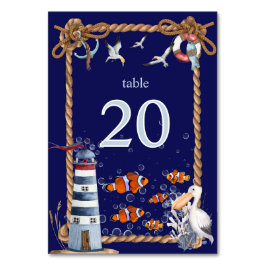 Tarjeta De Mesa Letrero Náutico con Faro y Pez Payaso