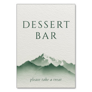 Tarjeta De Mesa Letrero para barra de postres de acuarela verde tr