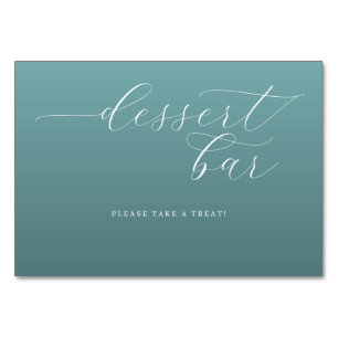 Tarjeta De Mesa Letrero para barra de postres en cursiva teal calm