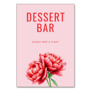 Tarjeta De Mesa Letrero para barra de postres floral rosa alegre