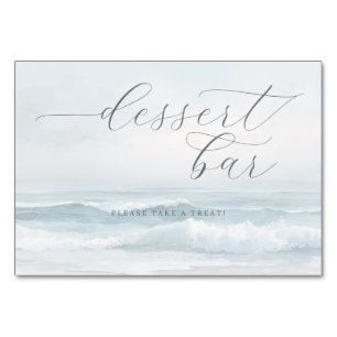 Tarjeta De Mesa Letrero para postre de barra de acuarela azul calm