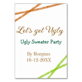 Tarjeta De Mesa Let's get ugly Christmas ugly sweater Partyorange 