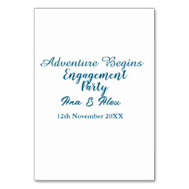 Tarjeta De Mesa lets the adventure begins engagement party name da