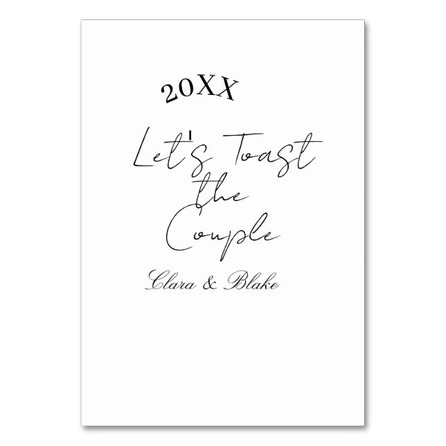 Tarjeta De Mesa Let's toast the couple engagement wedding party ye (Anverso)