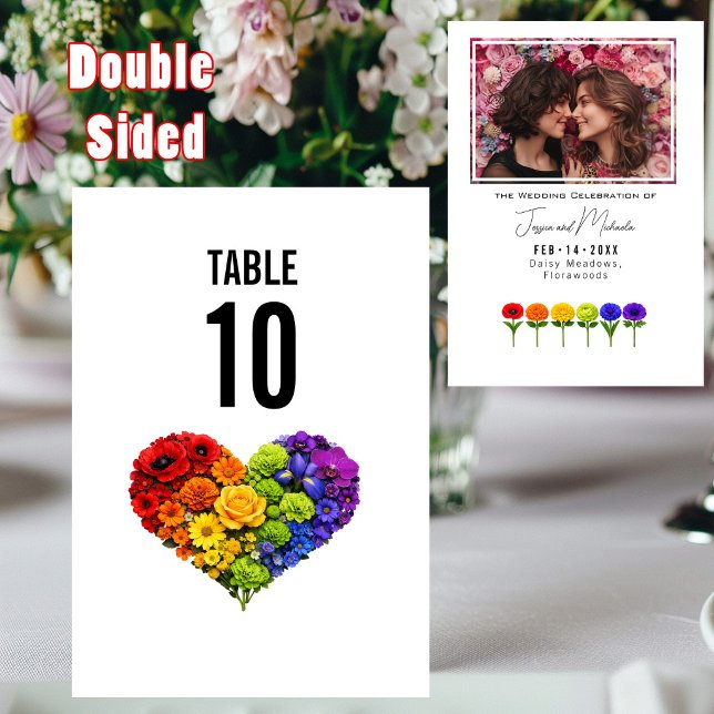 Tarjeta De Mesa LGBTQ+ con foto Prosperar Juntos (LGBTQ+ with photo Flourish Together Table Number)