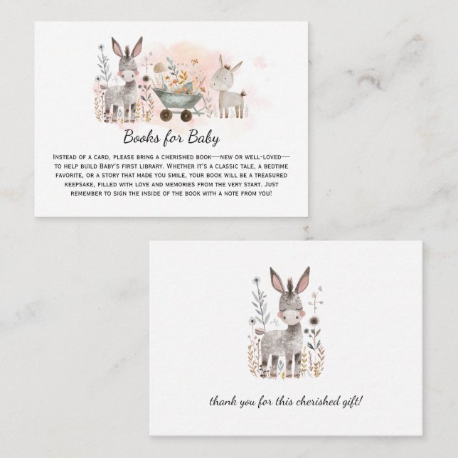 Tarjeta De Mesa Libros de Bosque para Bebé Burro | (Anverso / Reverso)