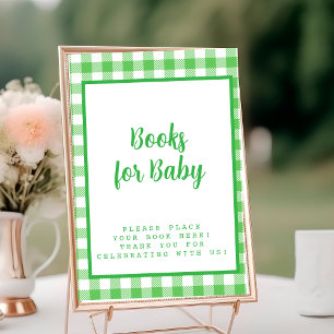 Tarjeta De Mesa Libros verdes de Gingham para bebé