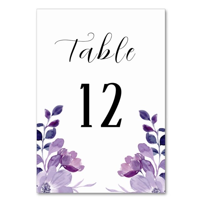 Tarjeta De Mesa Lilac Boda Floral (Anverso)