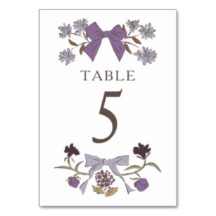 Tarjeta De Mesa Lilac Boho Bows número de tabla Boda