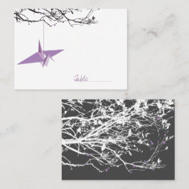 Tarjeta De Mesa Lilac Colgando Grúa En Ramas Boda Asiático