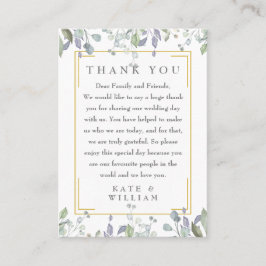 Tarjeta De Mesa Lilac Floral Watercolor Boda Gracias