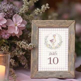 Tarjeta De Mesa Lilac Gingham Baby Goose Table Number LPM26