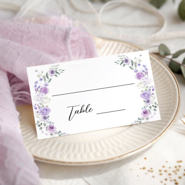 Tarjeta De Mesa Lilac Lavender Floral Wreath Bridal Shower Wedding (Subido por el creador)