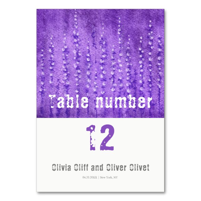 Tarjeta De Mesa Lilac Lupines Boda (Anverso)