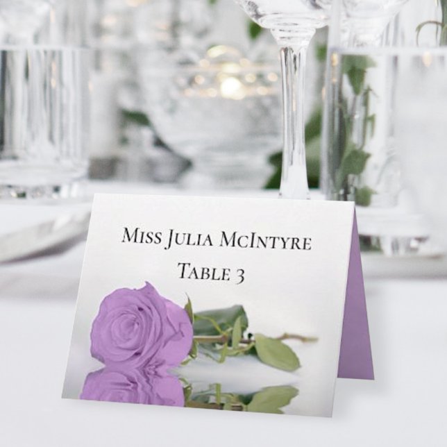 Tarjeta De Mesa Lilac Purple Rosa Boda DIY Fold Place Card (Subido por el creador)