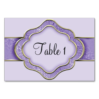 Tarjeta De Mesa Lilac y cinta de oro