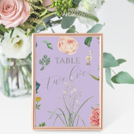 Tarjeta De Mesa Lilac y Sage Green Outdoor Garden Wedding