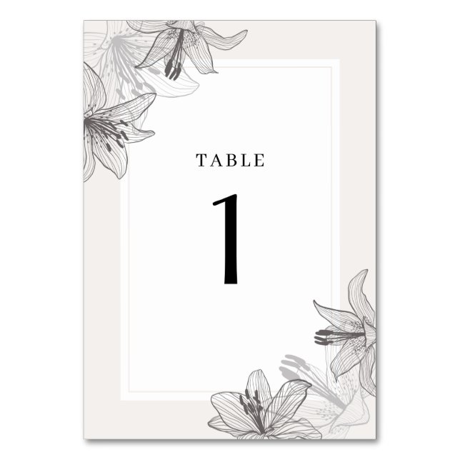 Tarjeta De Mesa Lilies Florales Clásicos Ilustrados (Anverso)