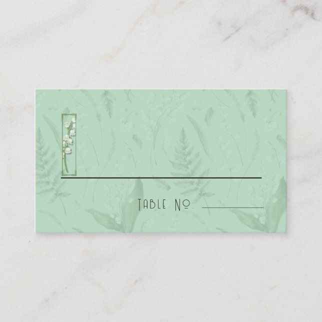 Tarjeta De Mesa Lily of Valley con Ferns || Verde suave (Anverso)