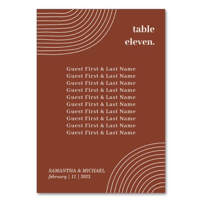 Tarjeta De Mesa Línea Geométrica Simple Asiento de invitado Terrac (Anverso)