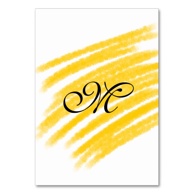 Tarjeta De Mesa líneas de acuarela amarillas simples añaden su mon (Anverso)