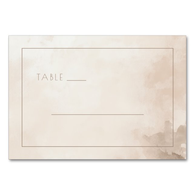 Tarjeta De Mesa Líneas de acuarela beige serenas (Anverso)