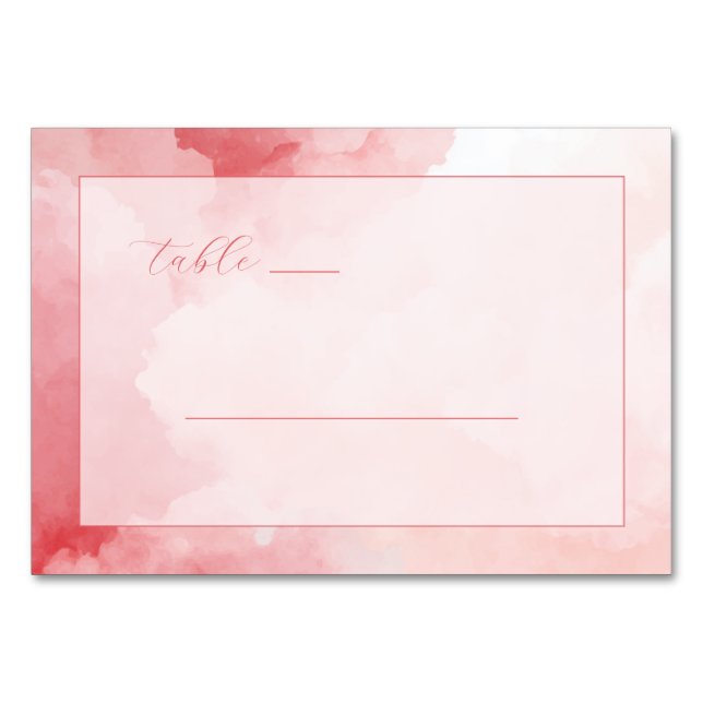 Tarjeta De Mesa Líneas de Acuarela Rosa Románticas (Anverso)