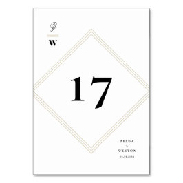 Tarjeta De Mesa Líneas de barras clásicas doble monograma Boda mod