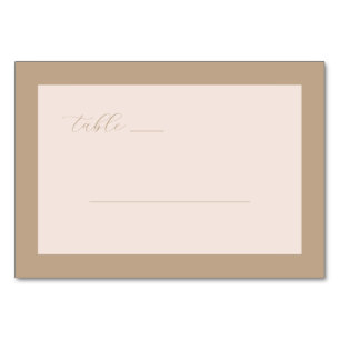 Tarjeta De Mesa Líneas de Caligrafía Beige Elegantes