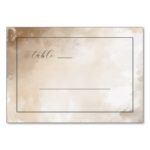 Tarjeta De Mesa Líneas minimalistas de acuarela beige