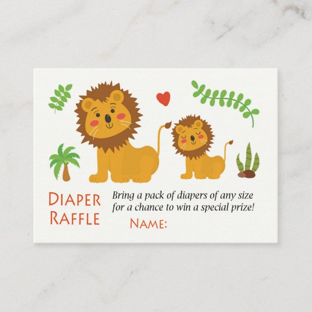 Tarjeta De Mesa Lion Diaper Raffle Tickets (Anverso)