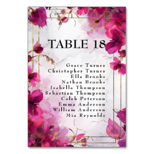 Tarjeta De Mesa 💍 Lista de invitados a ambos lados de Fuchsia Enc