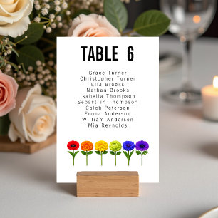 Tarjeta De Mesa Lista de invitados en ambos lados Flourish Togethe