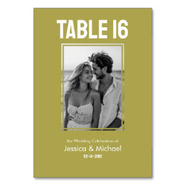 Tarjeta De Mesa Lista de invitados y foto Minimalista Boda negrita