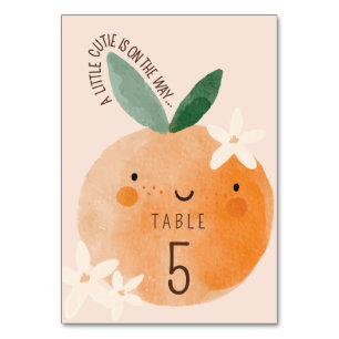 Tarjeta De Mesa Little Cutie Naranja Citrus Botanus Baby Shower