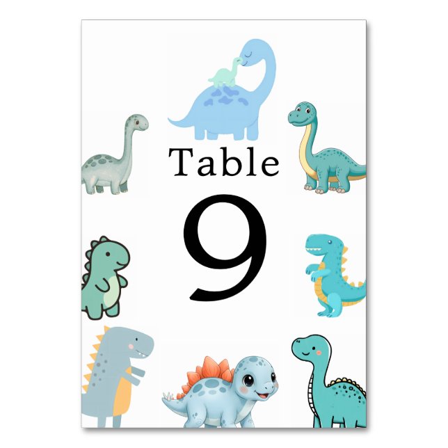 Tarjeta De Mesa Little Dinosaur Cute Baby Shower (Anverso)