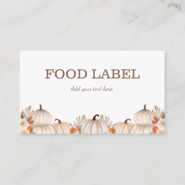 Tarjeta De Mesa Little Pumpkin Food Label Buffet Card (Anverso)