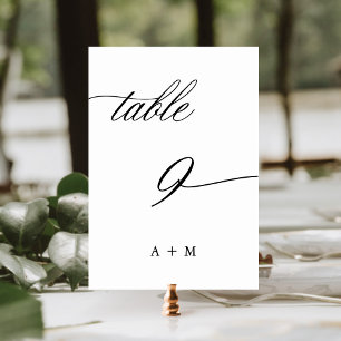Tarjeta De Mesa Llamada Caligrafía Romántica Boda Número 9,