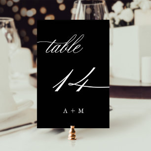 Tarjeta De Mesa Llamada Caligrafía Romántica Bodas Número 14, Negr