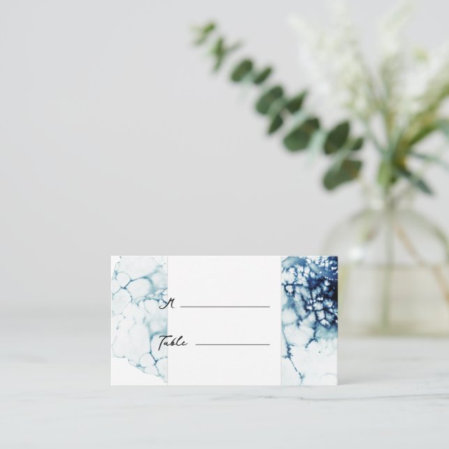 Tarjeta De Mesa Llanto de boda azul de destino náutico (Anverso de pie)